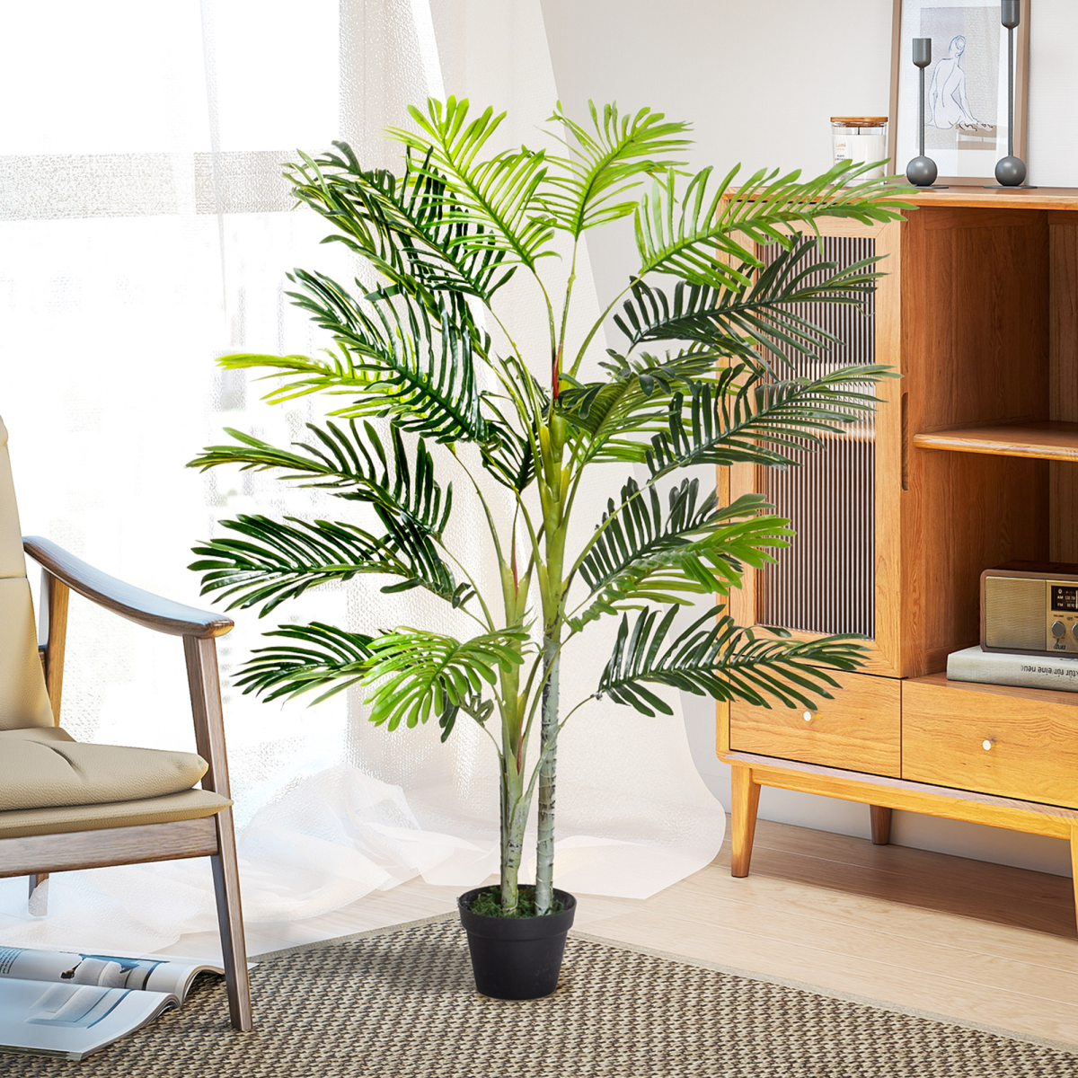 Outsunny Artificial Taro Plant Tree with Pot, 150cm