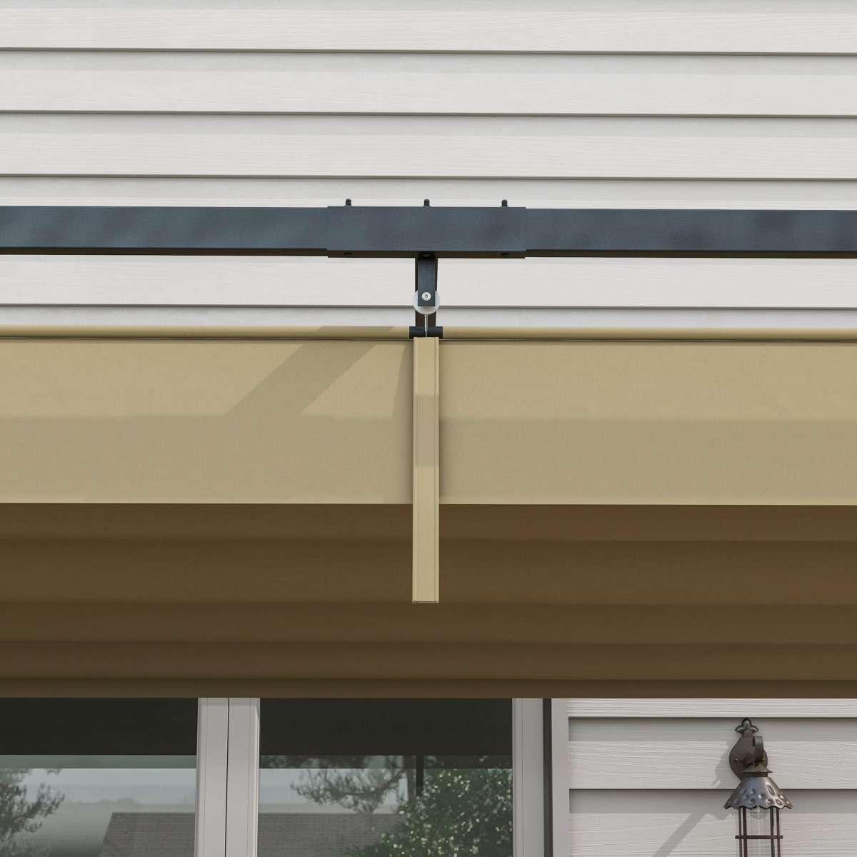 Outsunny 4x3(m) Metal Pergola Gazebo Patio Sunshelter Retractable Canopy Khaki
