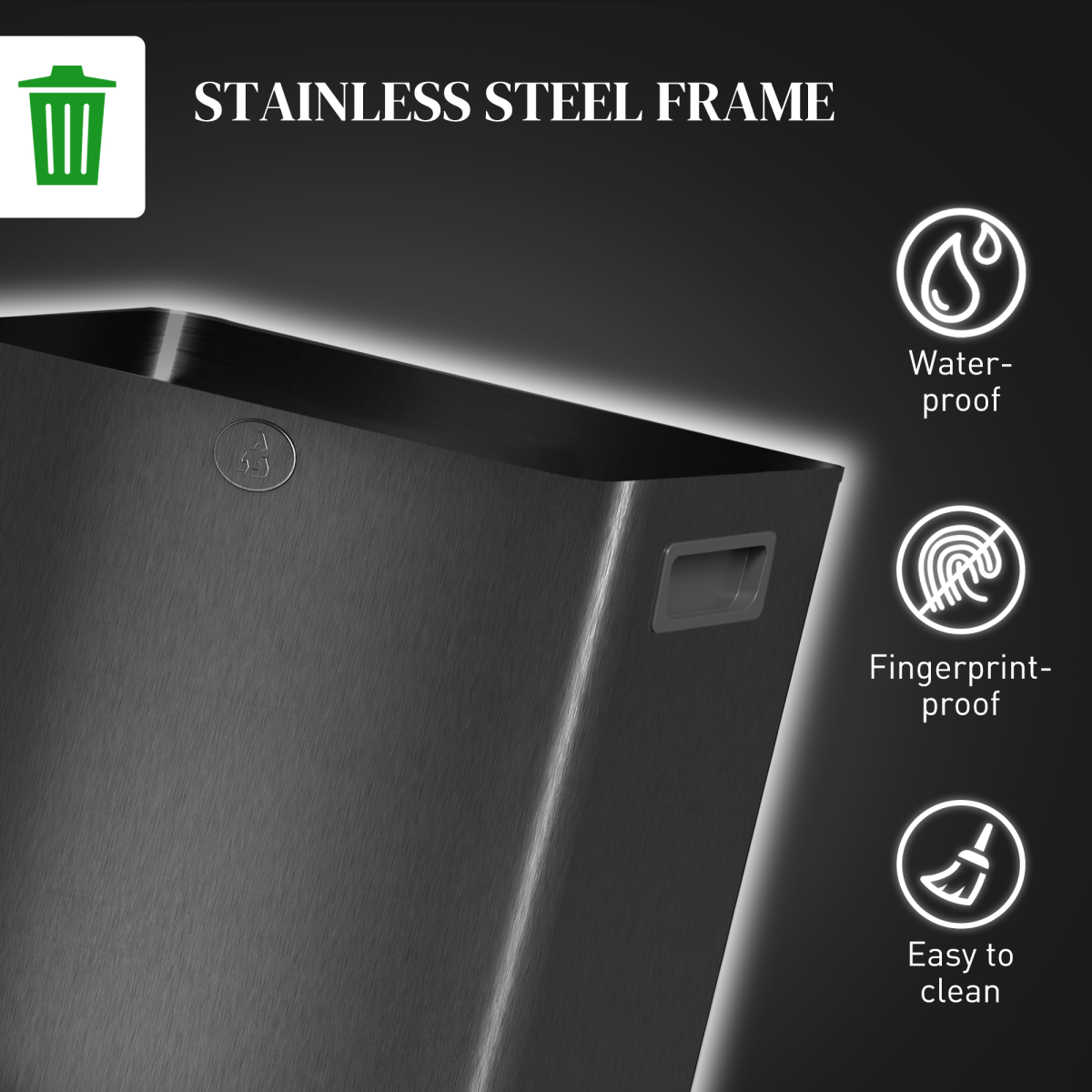 HOMCOM 2 x 15L Dual Kitchen Recycling Pedal Bin, Black