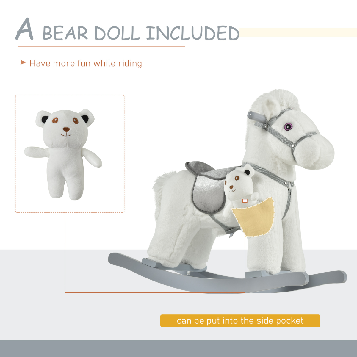 Kids Plush Ride-On Rocking Horse with Sound Handlebar