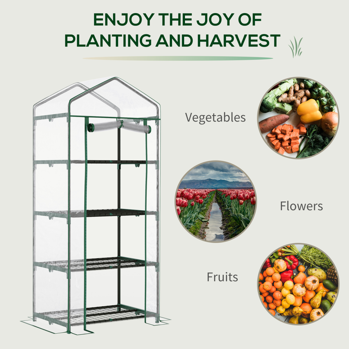 Outsunny 4-Tier Mini Portable Greenhouse with Metal Frame, Transparent PVC Cover, 160 x 70 x 50 cm