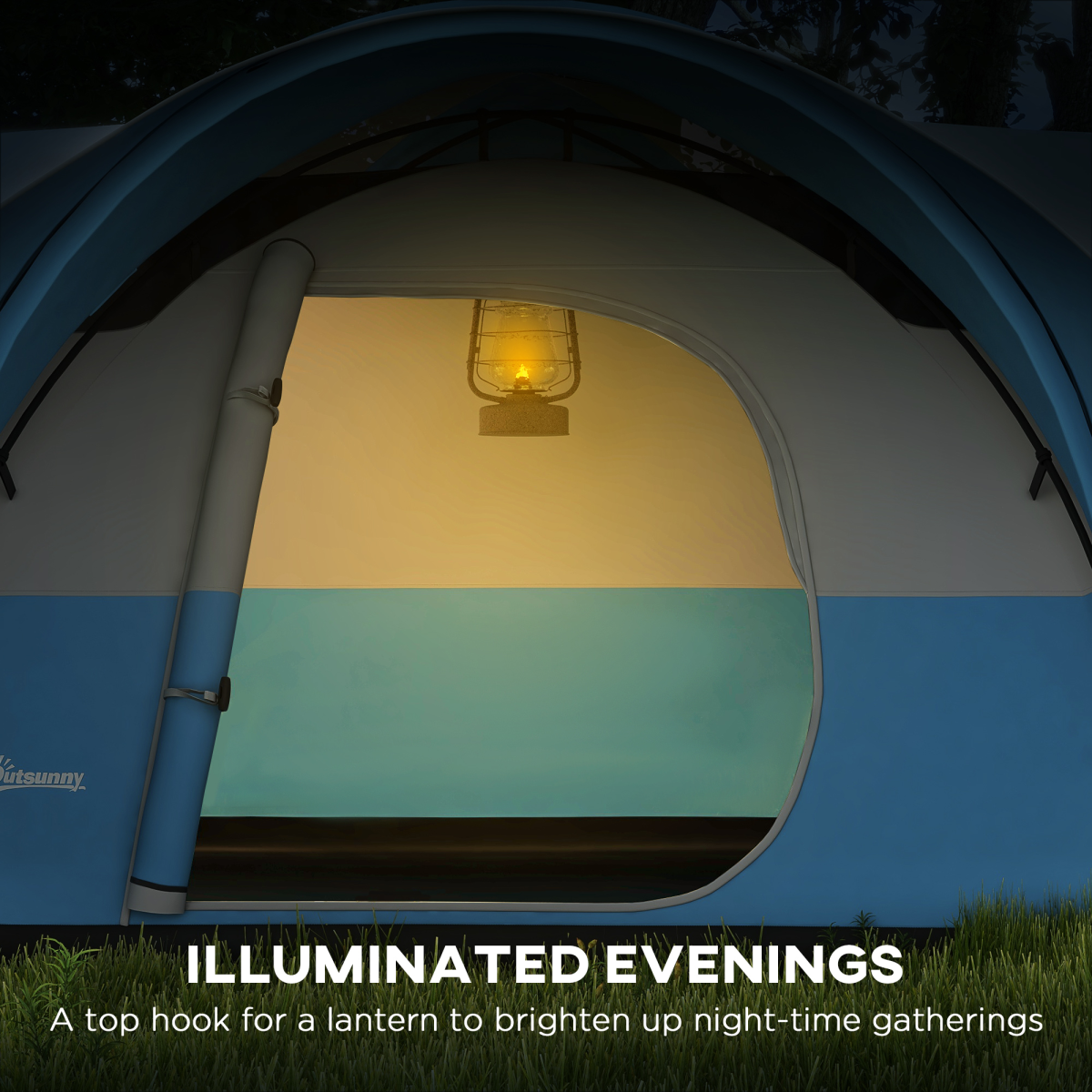 Outsunny 5-6 Person Waterproof Camping Tent with Porch & Groundsheet, Blue