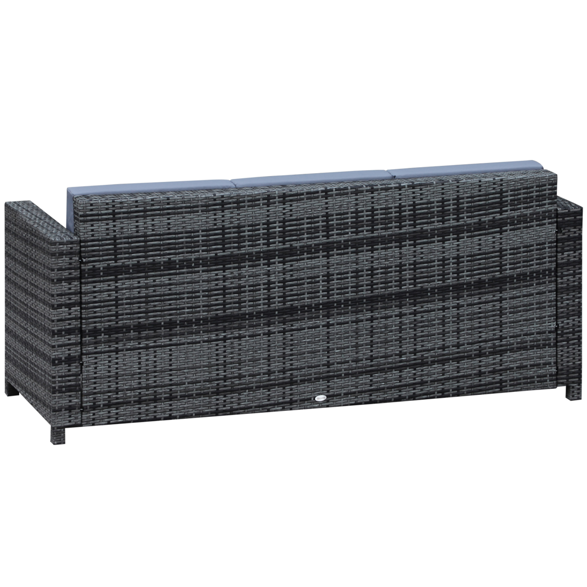 Outsunny 3-Seater Weather Resistant Grey Rattan Outdoor Garden Sofa with Cushions