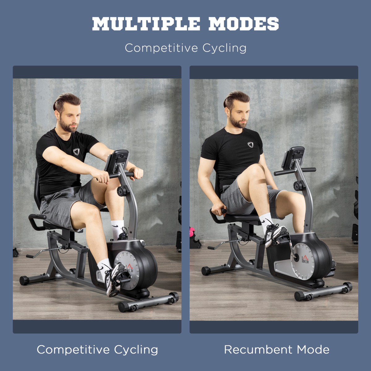 HOMCOM Semi-Recumbent Exercise Bike with LCD Display, 8-Level Magnetic Resistance