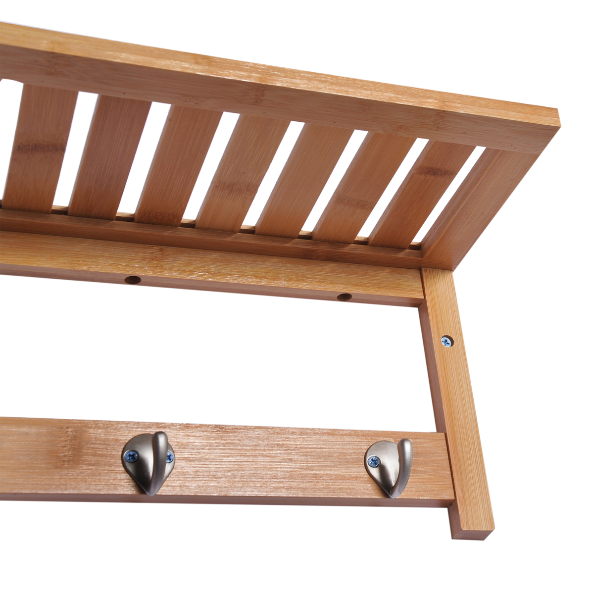 HOMCOM Wall Mounted Clothes Rack with Top Shelf and 4 Hooks, 50 x 17 x 20 cm