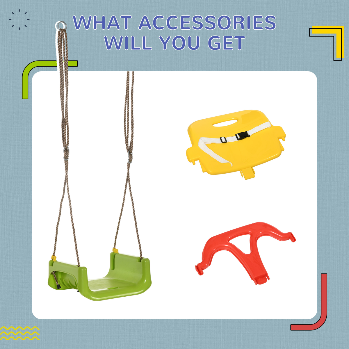 3-in-1 Adjustable Baby Swing for 9-36 Months, Indoor/Outdoor Safe