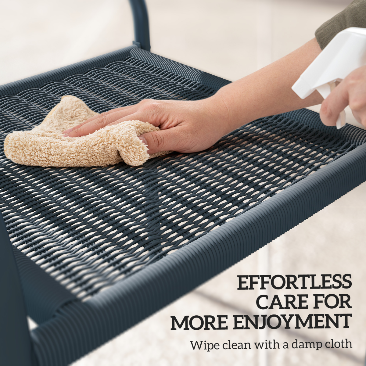 Outsunny Set of 4 Stackable Rattan Effect Garden Chairs, Dark Grey