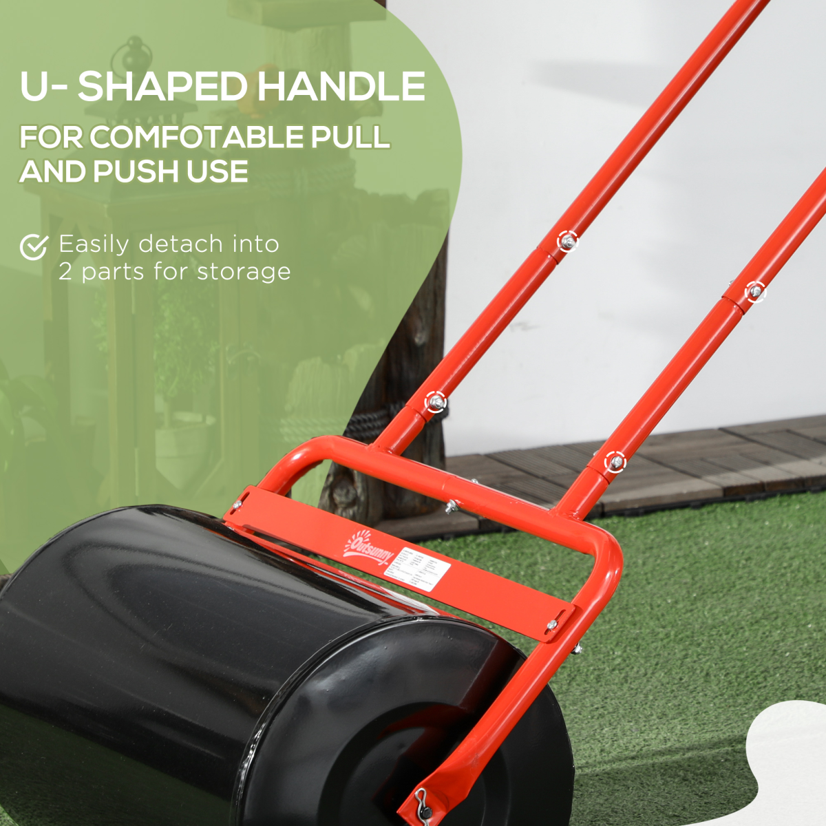 Outsunny Combination Push/Tow Lawn Roller, 38L Fillable with Water or Sand, Garden Roller