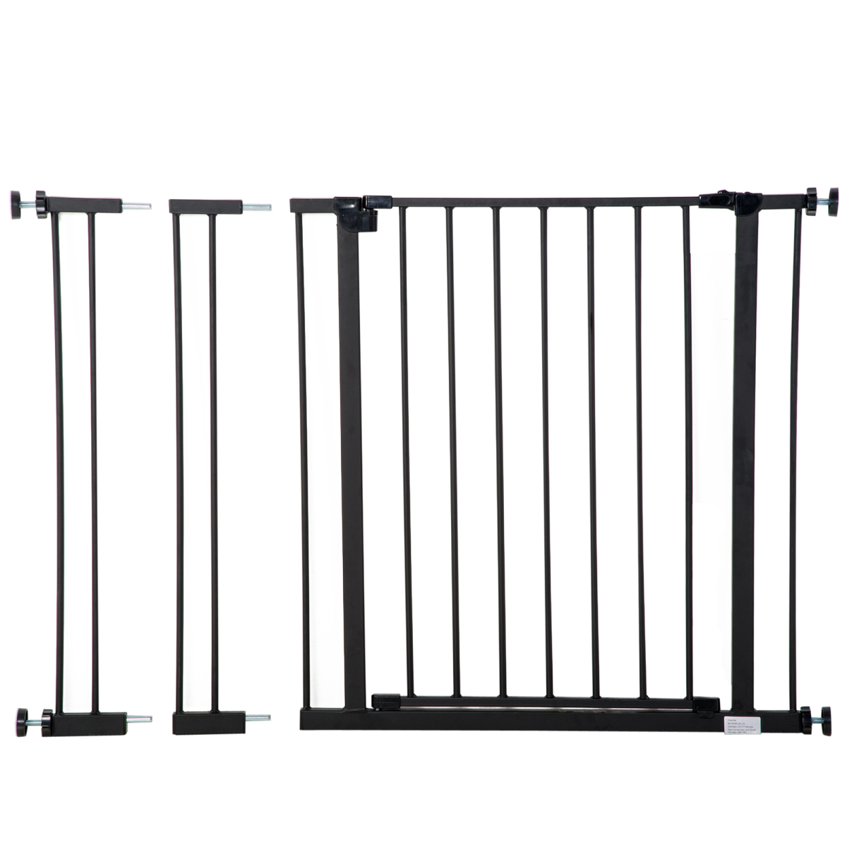 Pawhut Adjustable Pressure Mounted Dog Gate for Stairs & Doorways, Black