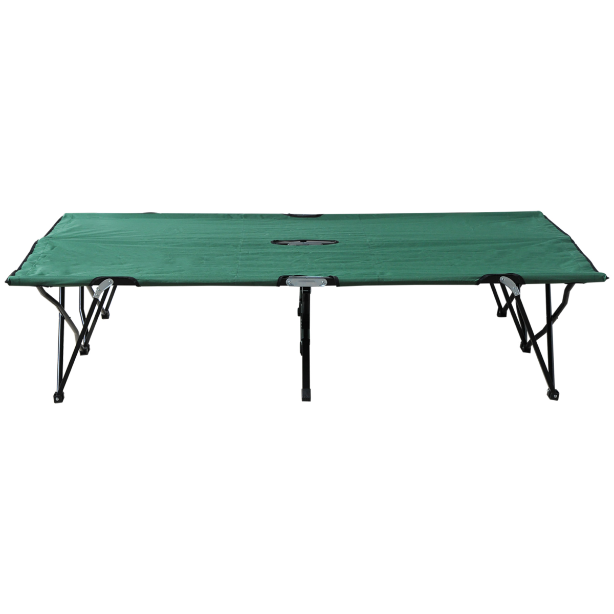 Double Folding Camping Cot for 2, Portable with Carry Bag, Green