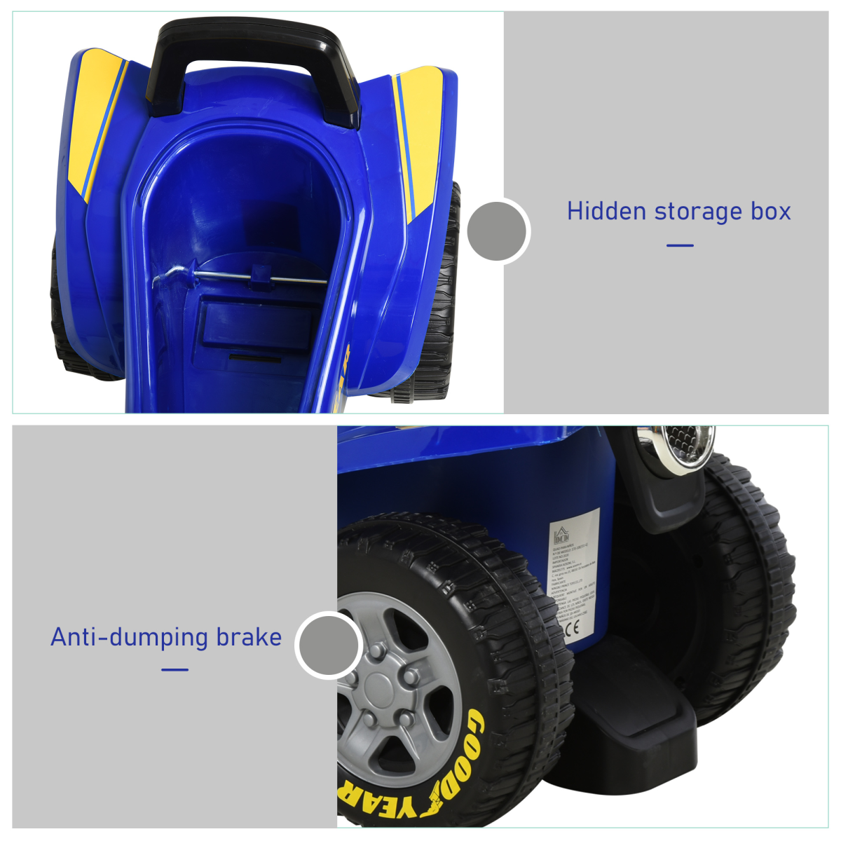 Goodyear Licensed Baby Quad Ride-On Walker with Lights, Horn and Storage, 18-36 Months