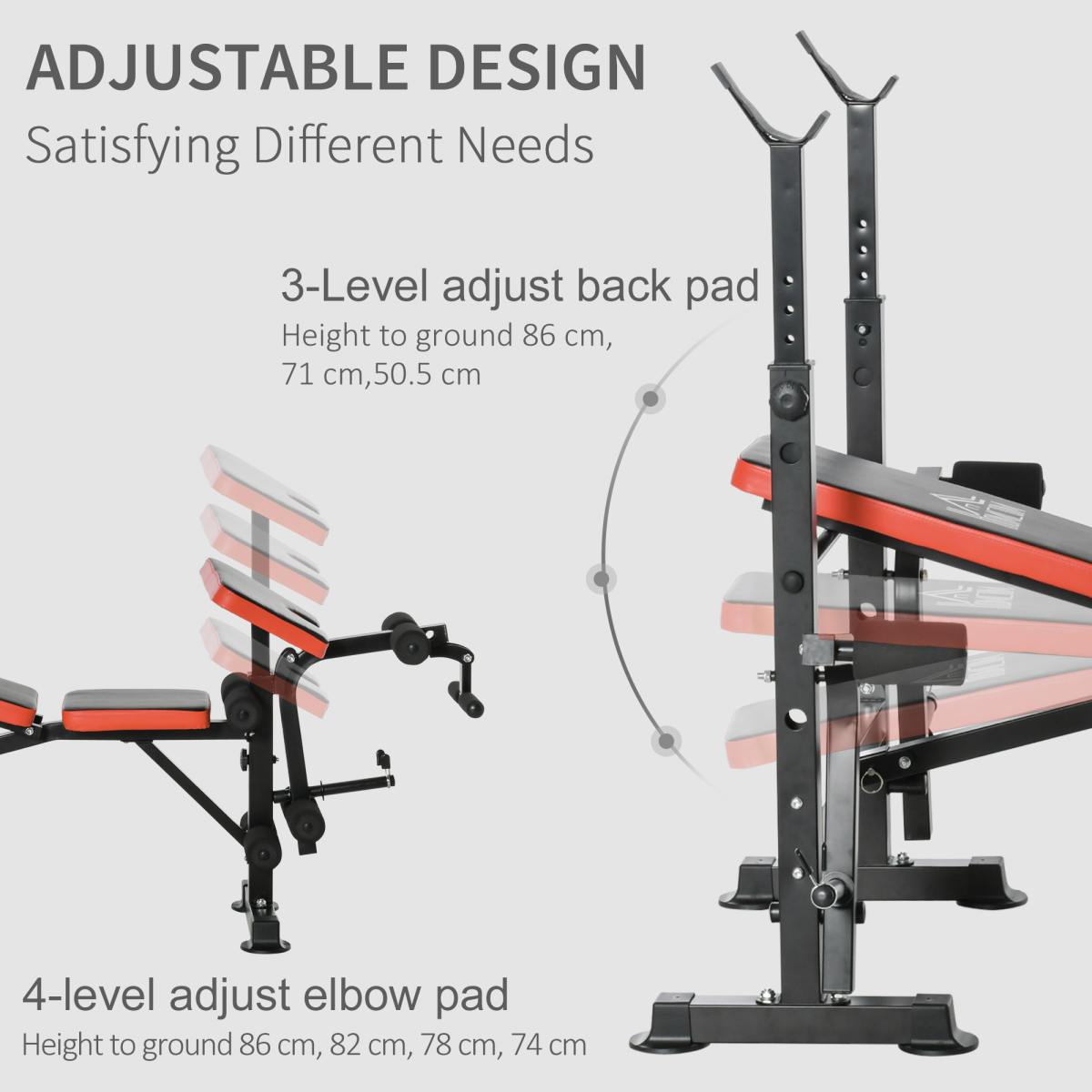 Multi-Function Adjustable Weight Training Bench with Barbell Rack