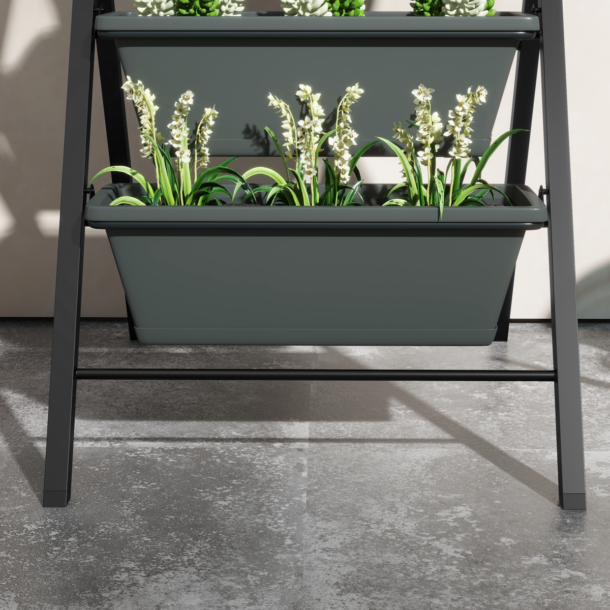 Outsunny Indoor Outdoor 5-Tier Vertical Raised Garden Bed with Removable Trays