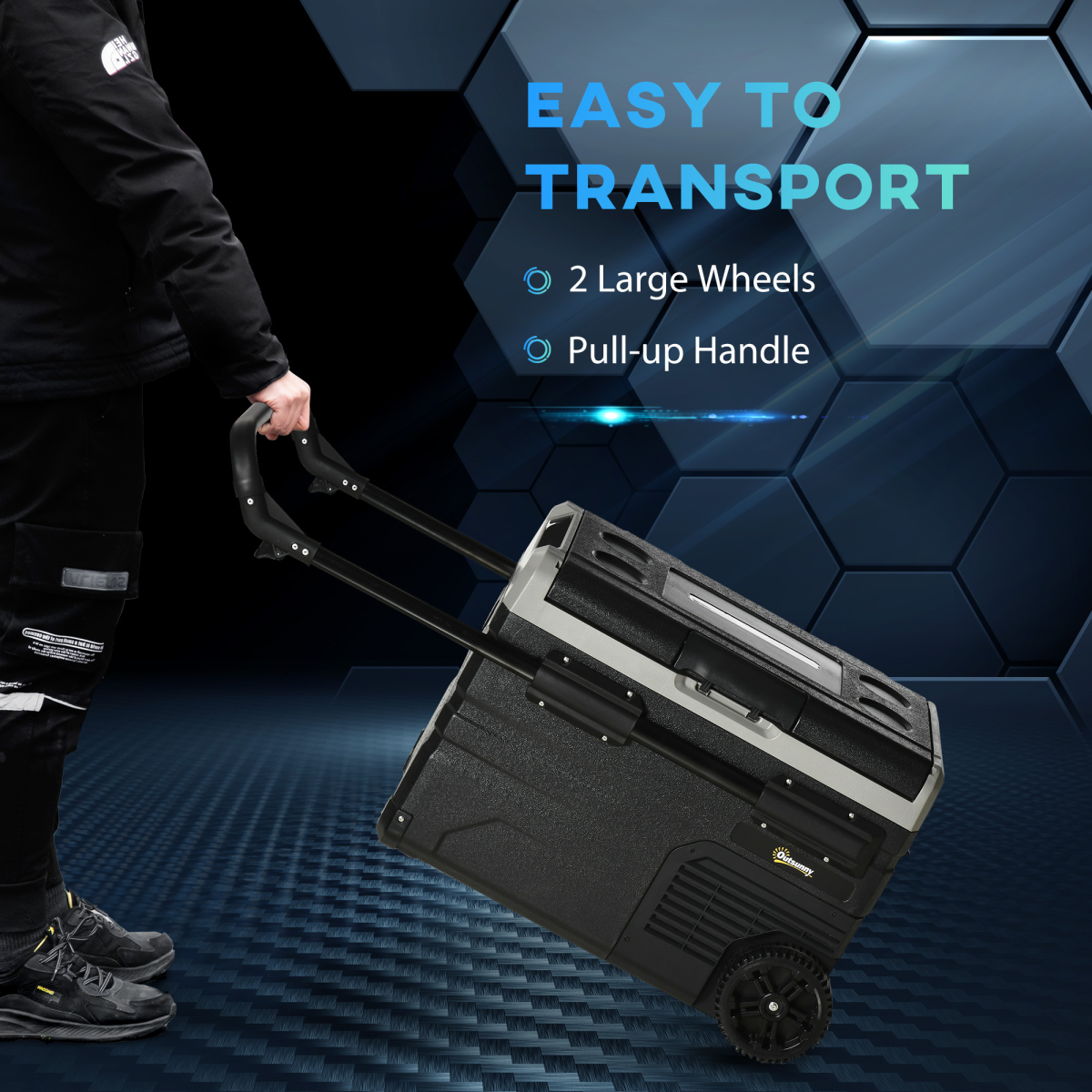 40L Portable Car Refrigerator Freezer with LED Light and Wheels, -20°C, 12/24V DC and 110/240V AC, Outsunny