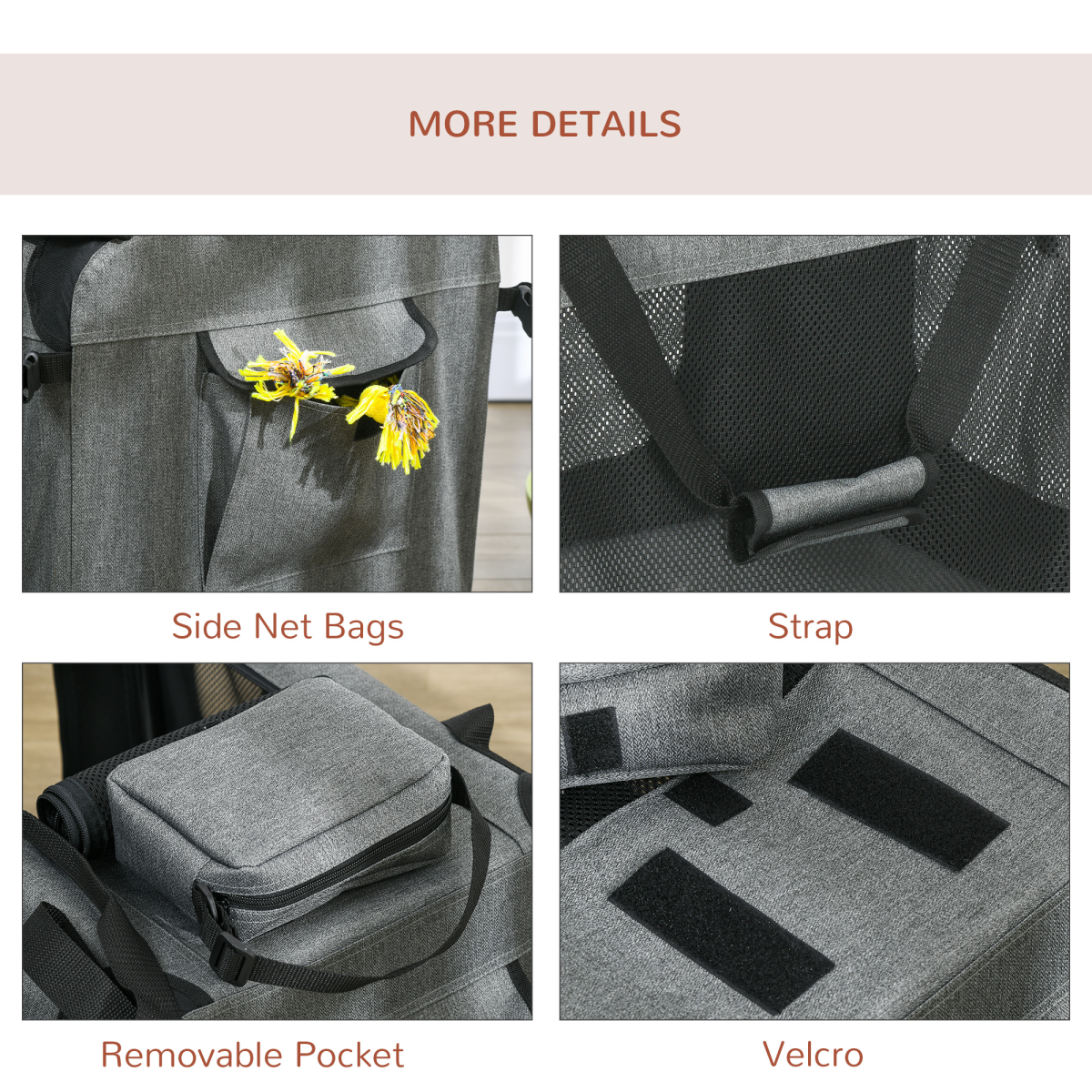 PawHut Folding Pet Carrier House with Cushion and Storage, Dark Blue, 60 x 41.5 x 41 cm