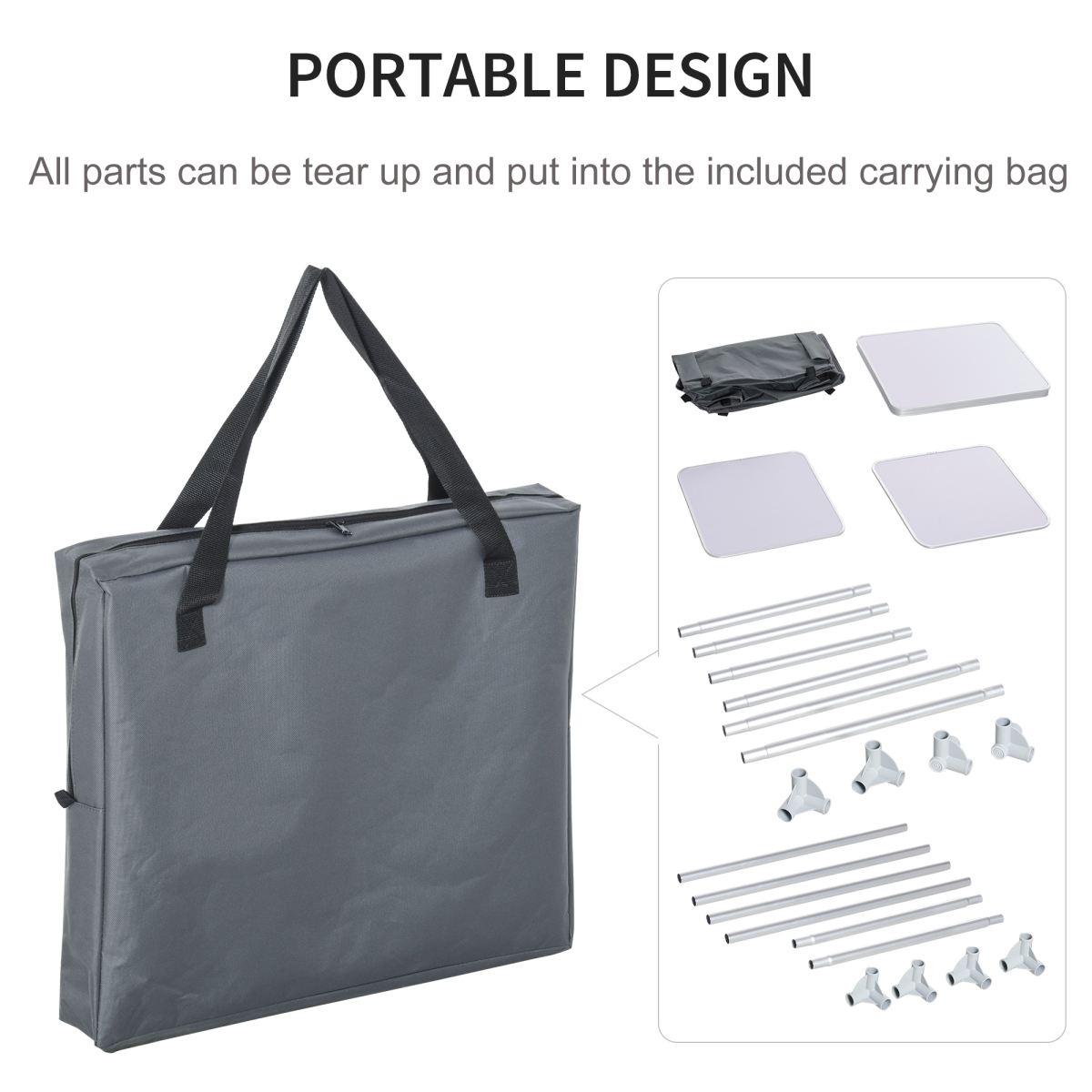 Portable Outdoor Camping Kitchen Station Cook Table with 2 Shelves, Aluminum Frame and Carry Bag