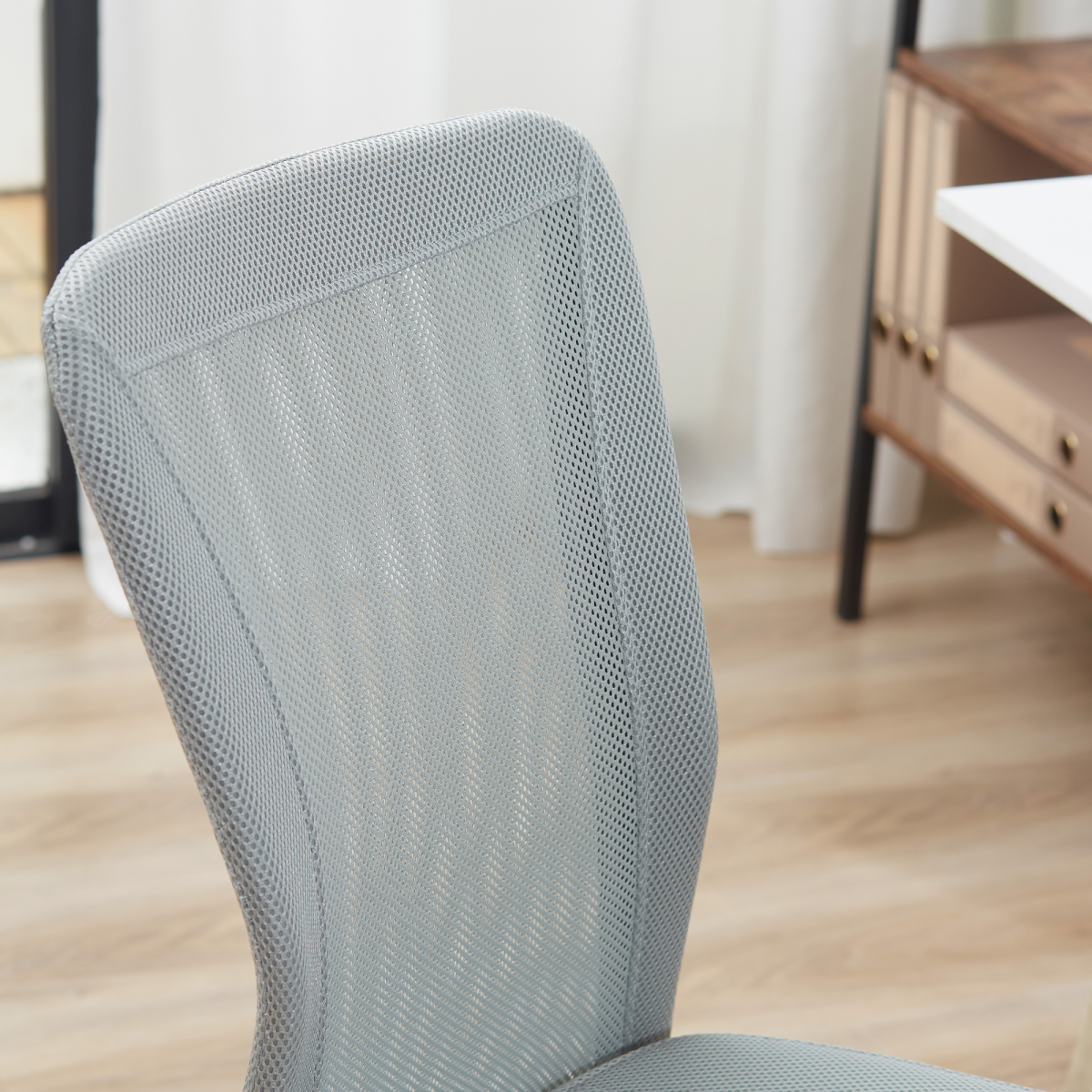 Armless Office Chair Ergonomic Padded Height Adjustable Mesh Back 5 Wheels