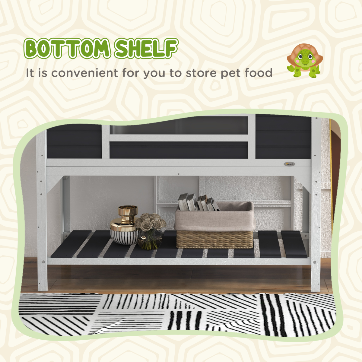 PawHut Tortoise House with Lamp Holder, Openable Lid & Dual Hide Boxes