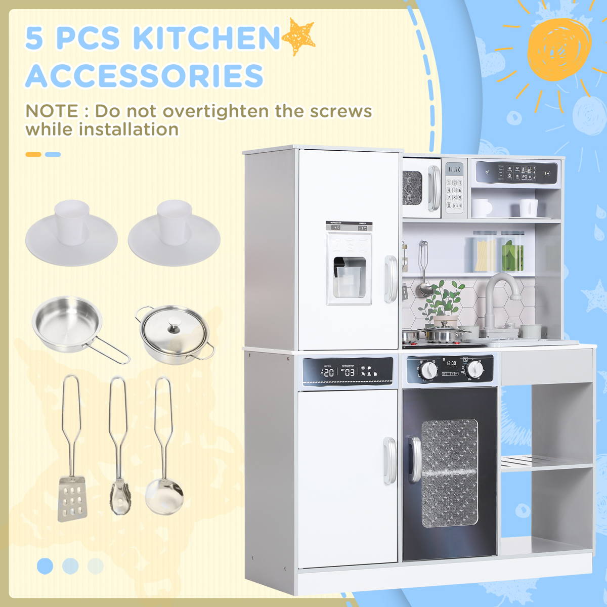 AIYAPLAY Kids Play Kitchen Set with Lights, Sounds, Microwave