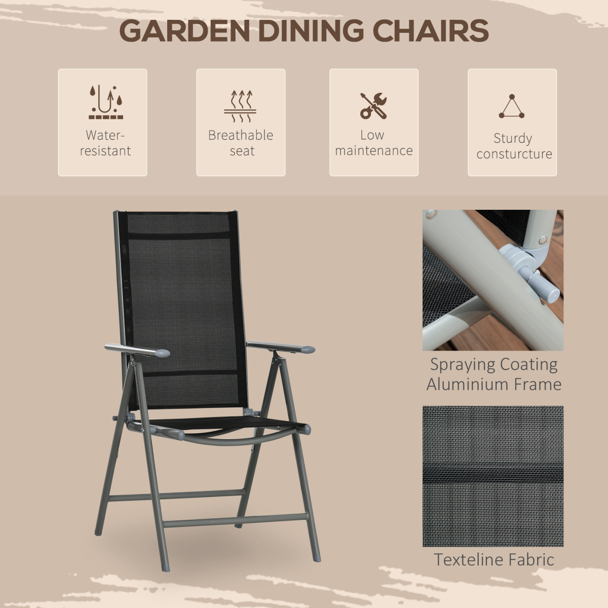 Outsunny 7-Piece Aluminium Patio Dining Set with Folding Chairs