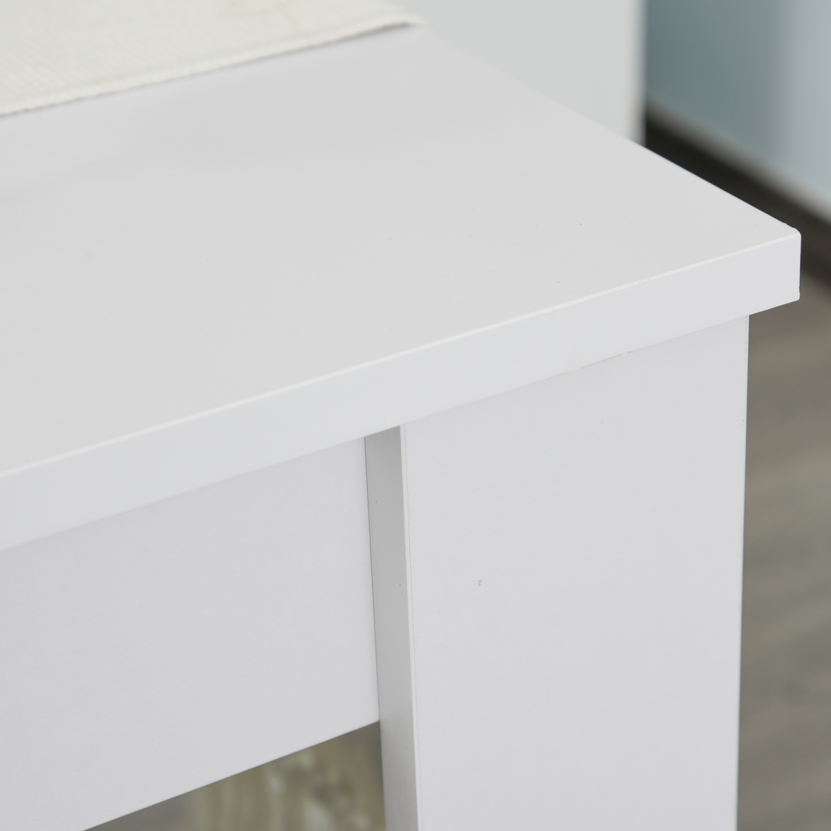 HOMCOM 3 Piece White Particle Board Dining Set with Table and 2 Benches