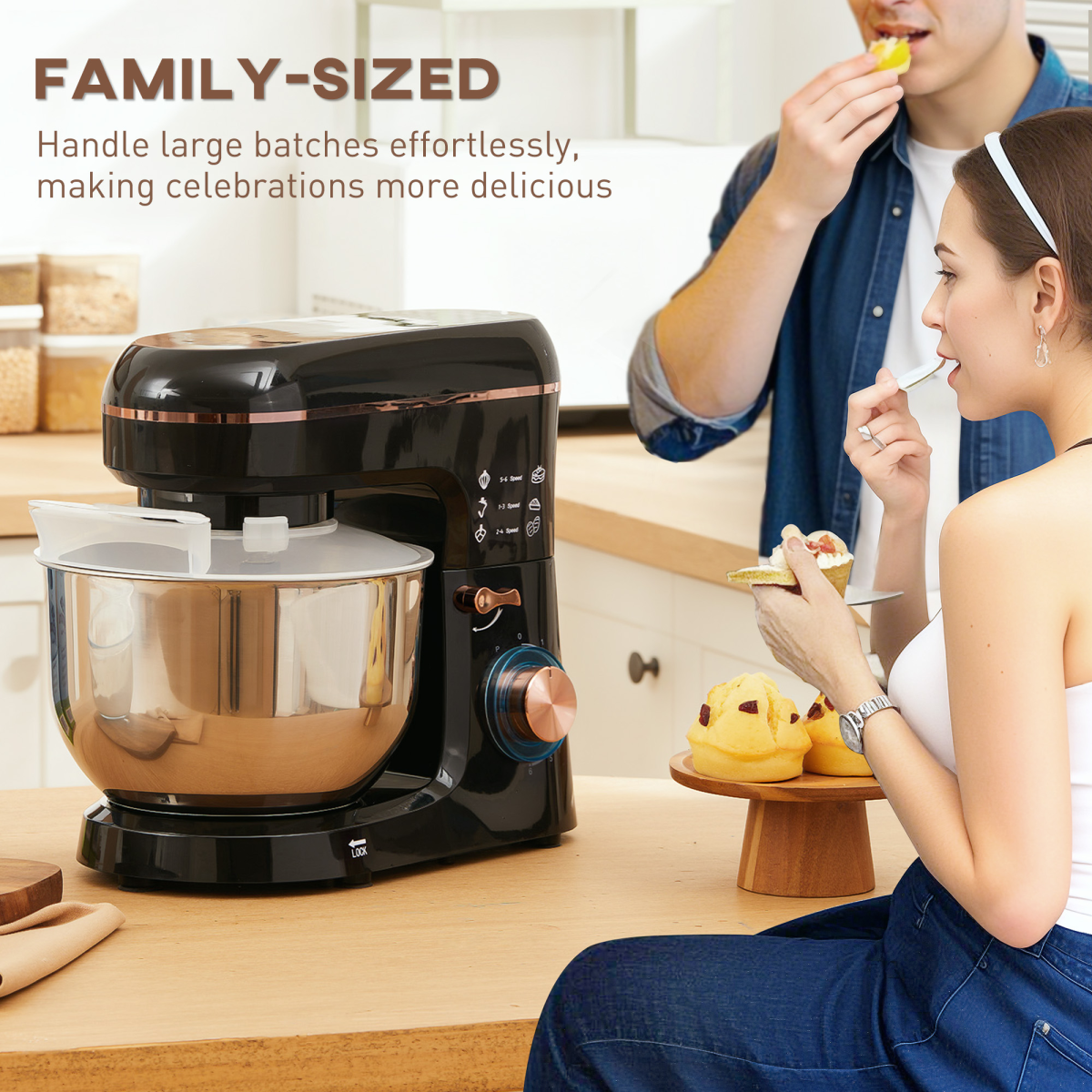 HOMCOM 1400W 5L Stand Mixer with 6 Speeds, Pulse & Tilt-Head