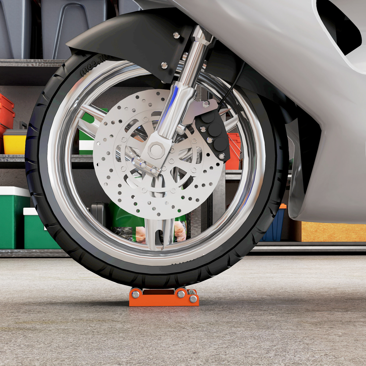 HOMCOM Motorcycle Wheel Roller Stand for Cleaning & Chain Lubrication