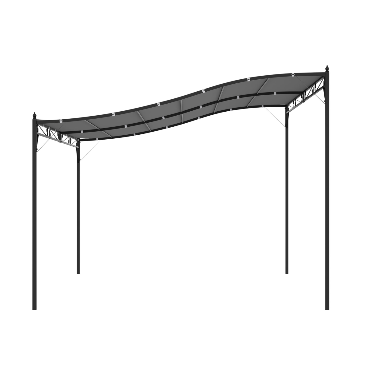 Outsunny 4x3m Grey Metal Wall Gazebo with 180gsm Polyester Canopy