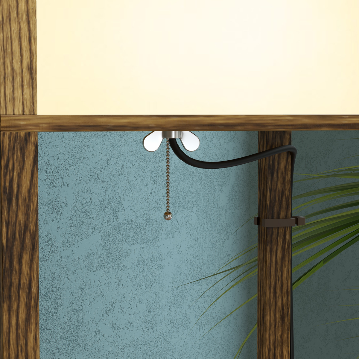 HOMCOM Shelf Floor Lamp with Dual Light, Brown for Living Room Bedroom