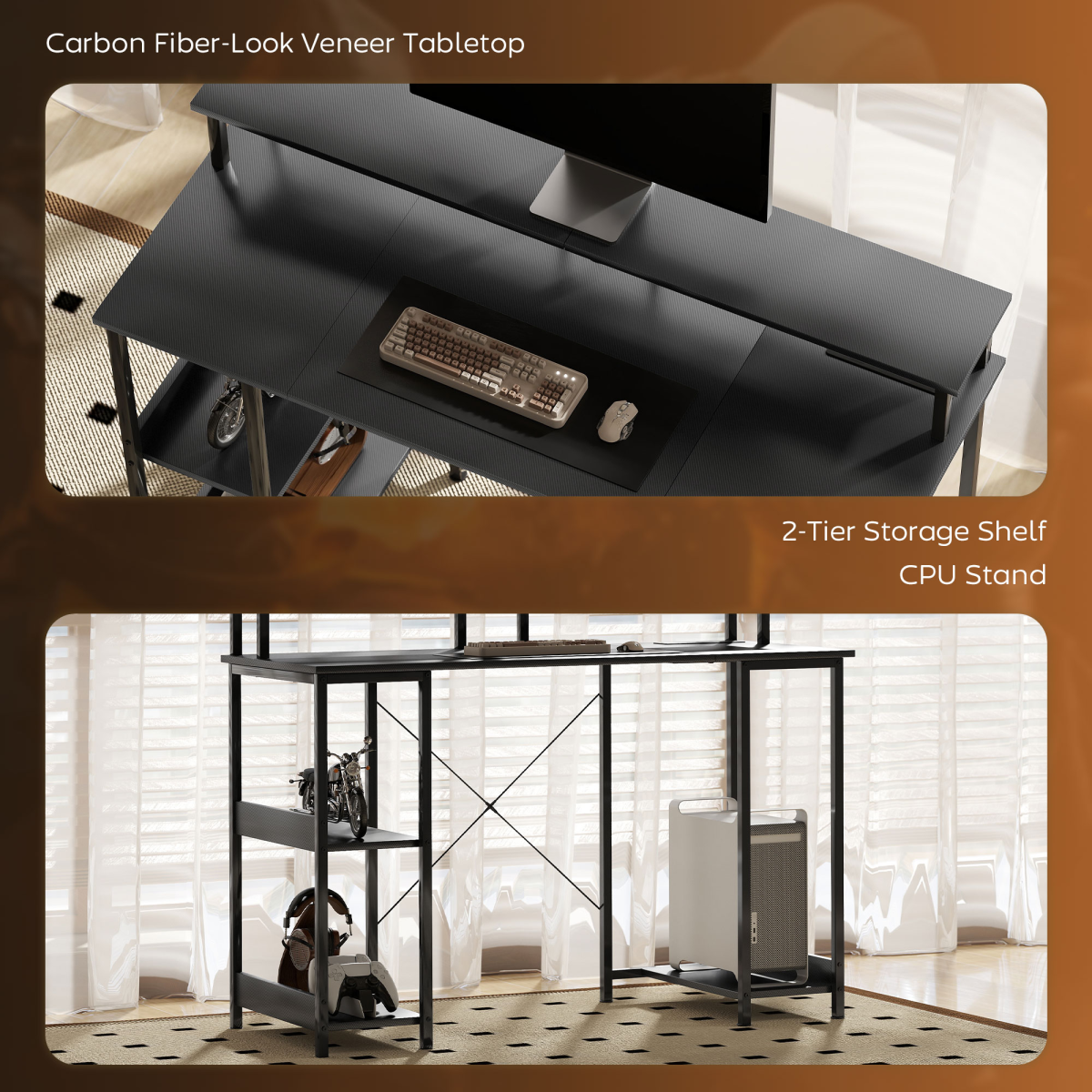 HOMCOM Reversible Computer Desk with Storage and Charging Station