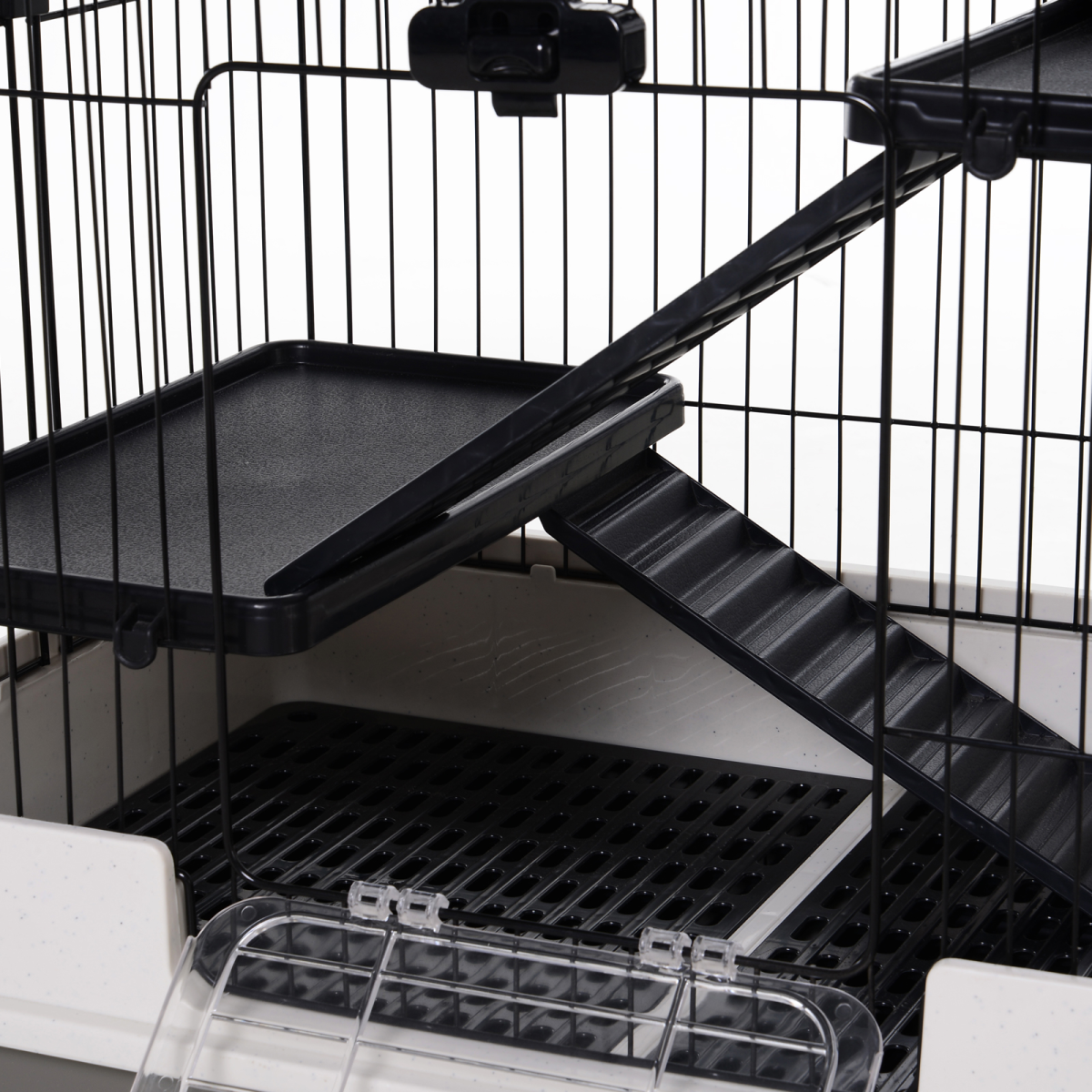 PawHut 3-Tier Small Animal Cage with Ramp for Rabbits, Ferrets