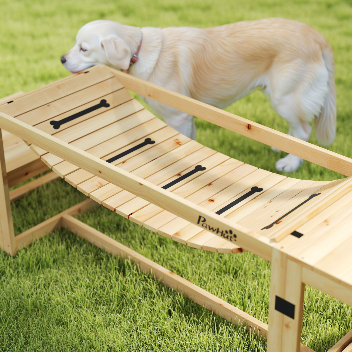 PawHut 3-Piece Wooden Dog Agility Training Set, Natural Fir Wood