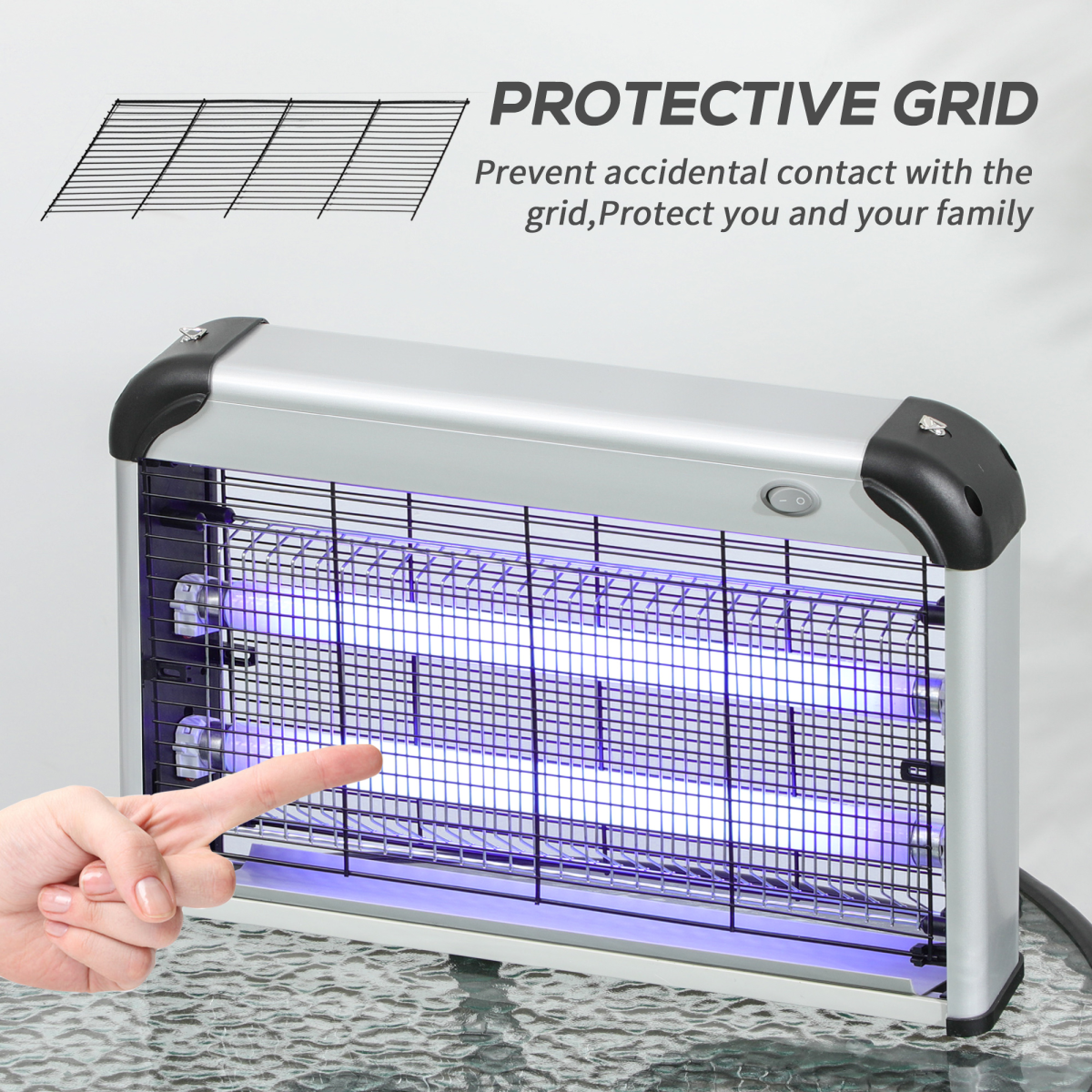 Outsunny 30W Mosquito Insect Killer Pest Bug Trap Lamp UV Fly Zapper Silver