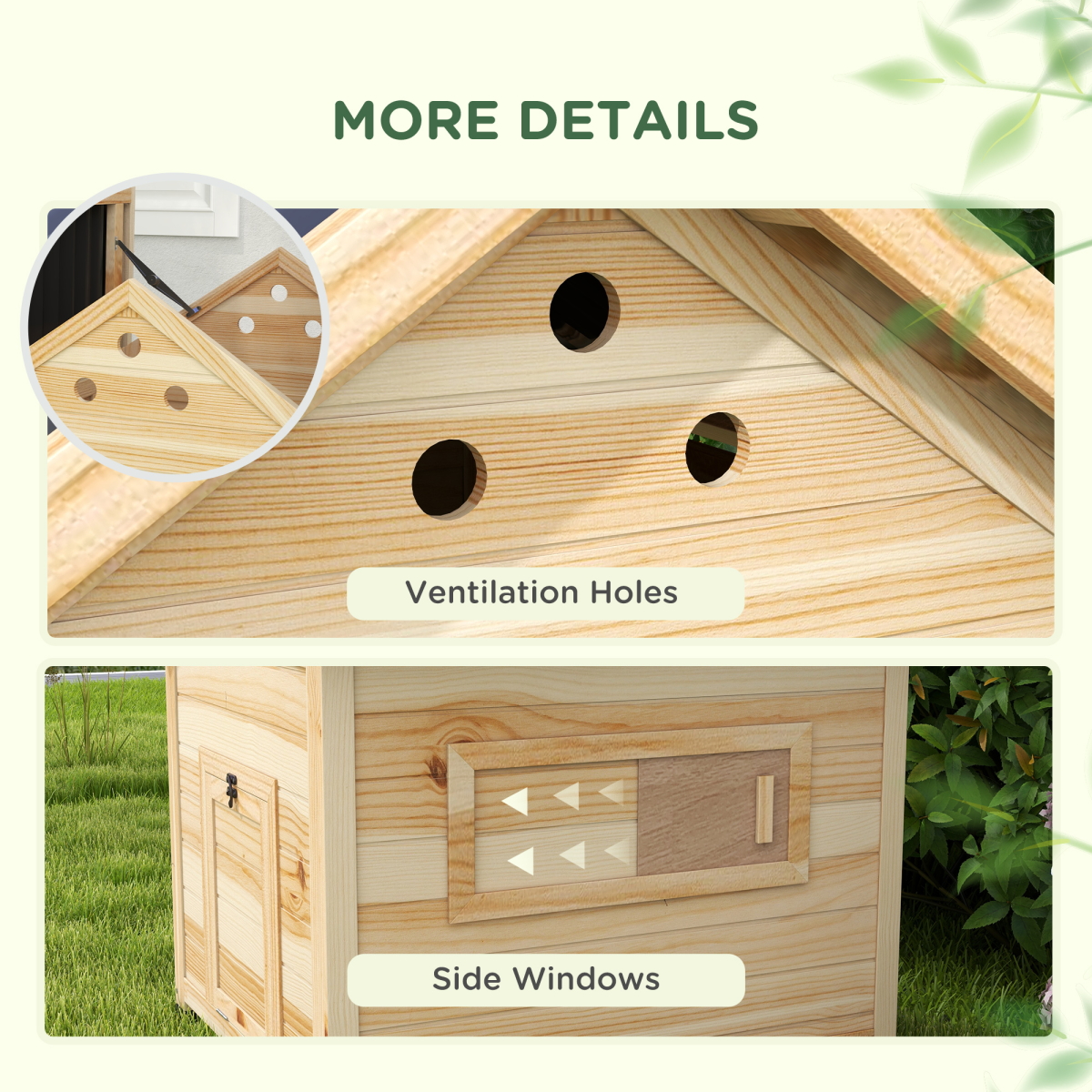 PawHut Wooden Duck House Poultry Coop with Double Doors, Openable Roof