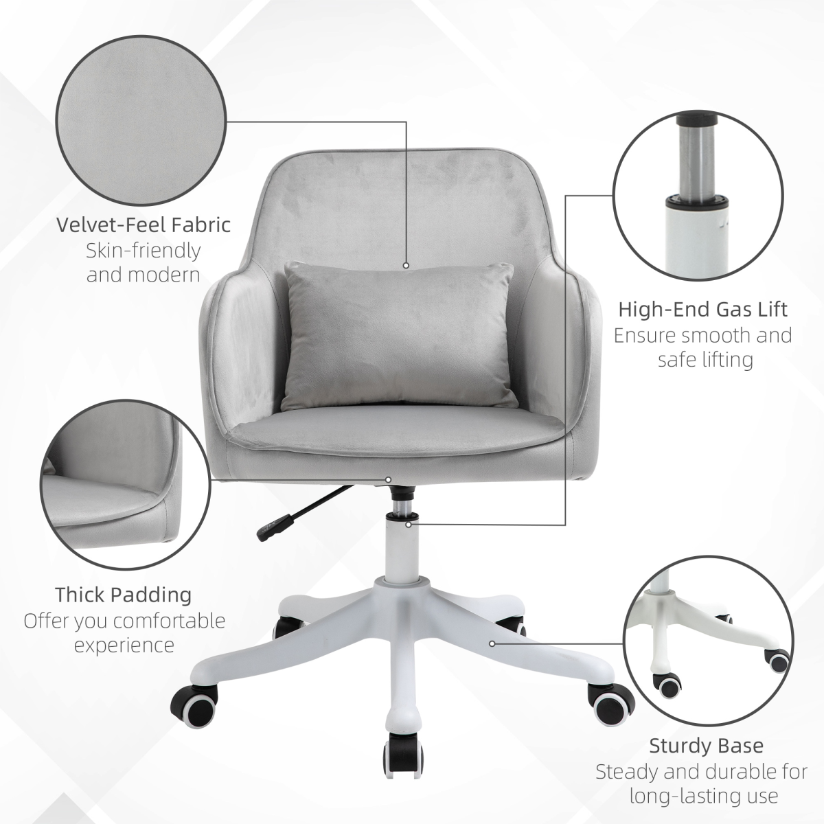 Vinsetto USB-Powered Massage Office Chair with Lumbar Pillow, Wheels