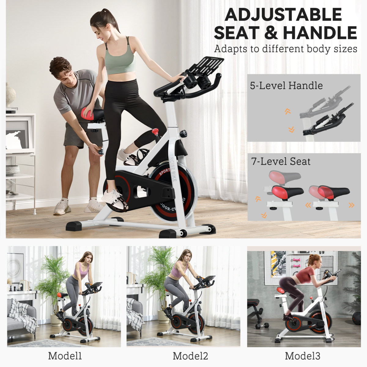 8kg Flywheel Exercise Bike with Adjustable Seat/Handles & LCD Monitor