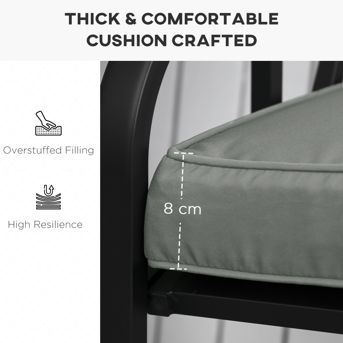2 Seater Garden Bench Cushion 120 x 50 x 8cm Grey
