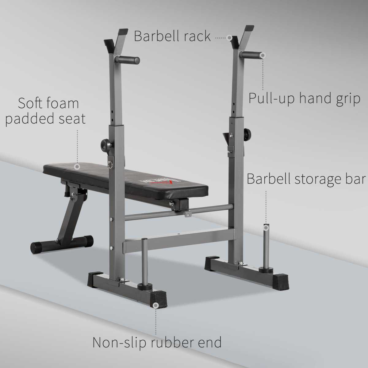 Foldable Adjustable Weight Bench with Barbell Rack and Dip Station