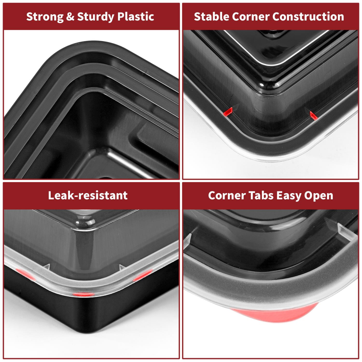 Vinsani 30 Pack 2 Compartment Meal Prep Containers, 30 oz, BPA-Free, Microwave, Freezer and Dishwasher Safe