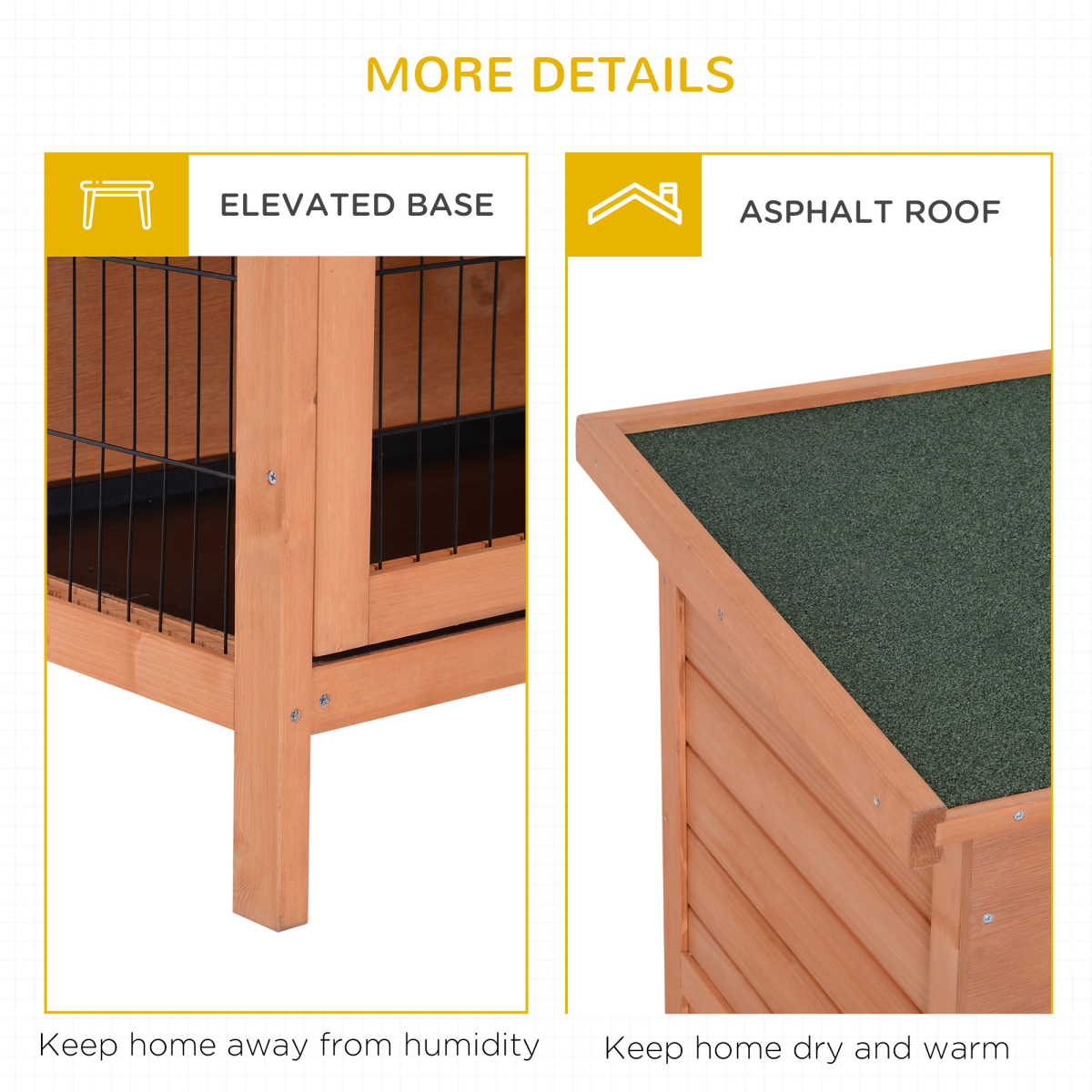 PawHut Outdoor Two-Tier Rabbit Hutch for Two Rabbits with Removable Trays and Divider