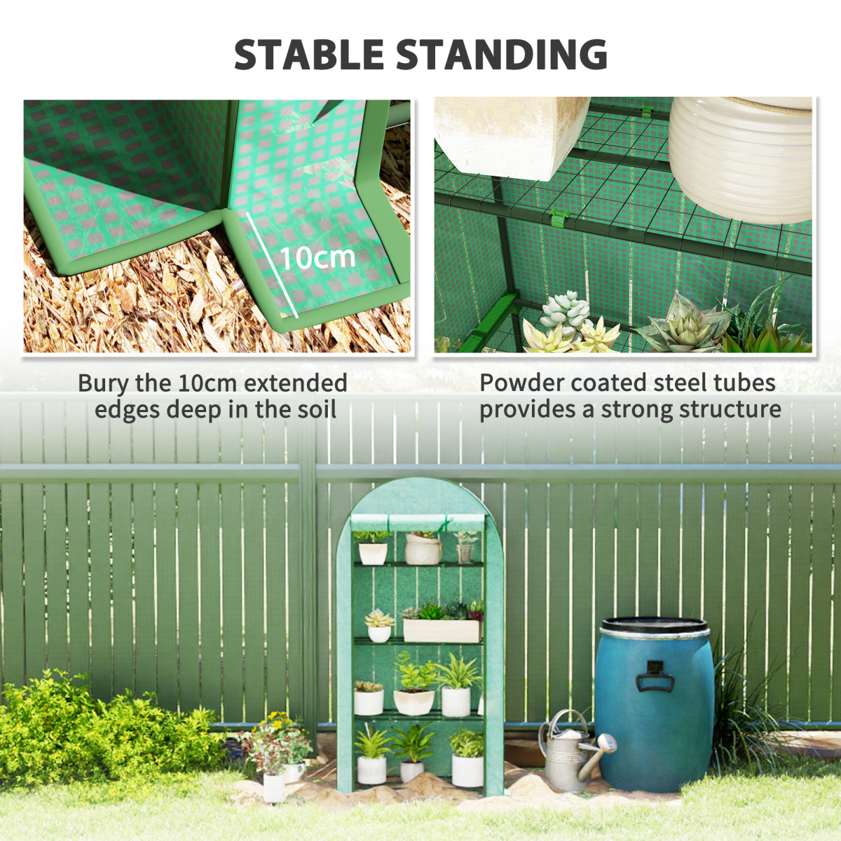 Outsunny 4-Tier Mini Greenhouse with Reinforced PE Cover, Roll-Up Zipped Door, Green