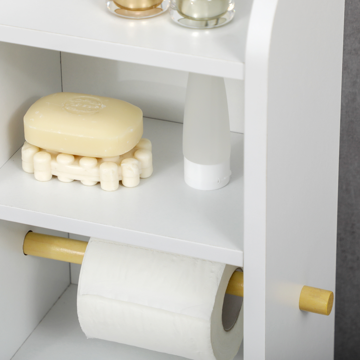 kleankin Freestanding Bathroom Storage Cabinet with Adjustable Shelf, White