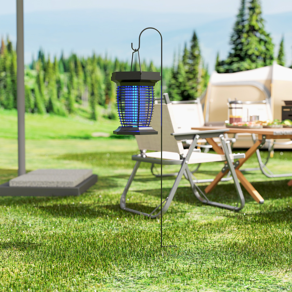 Outsunny 2-in-1 Electric Fly Zapper with UVA Light Garden Lantern