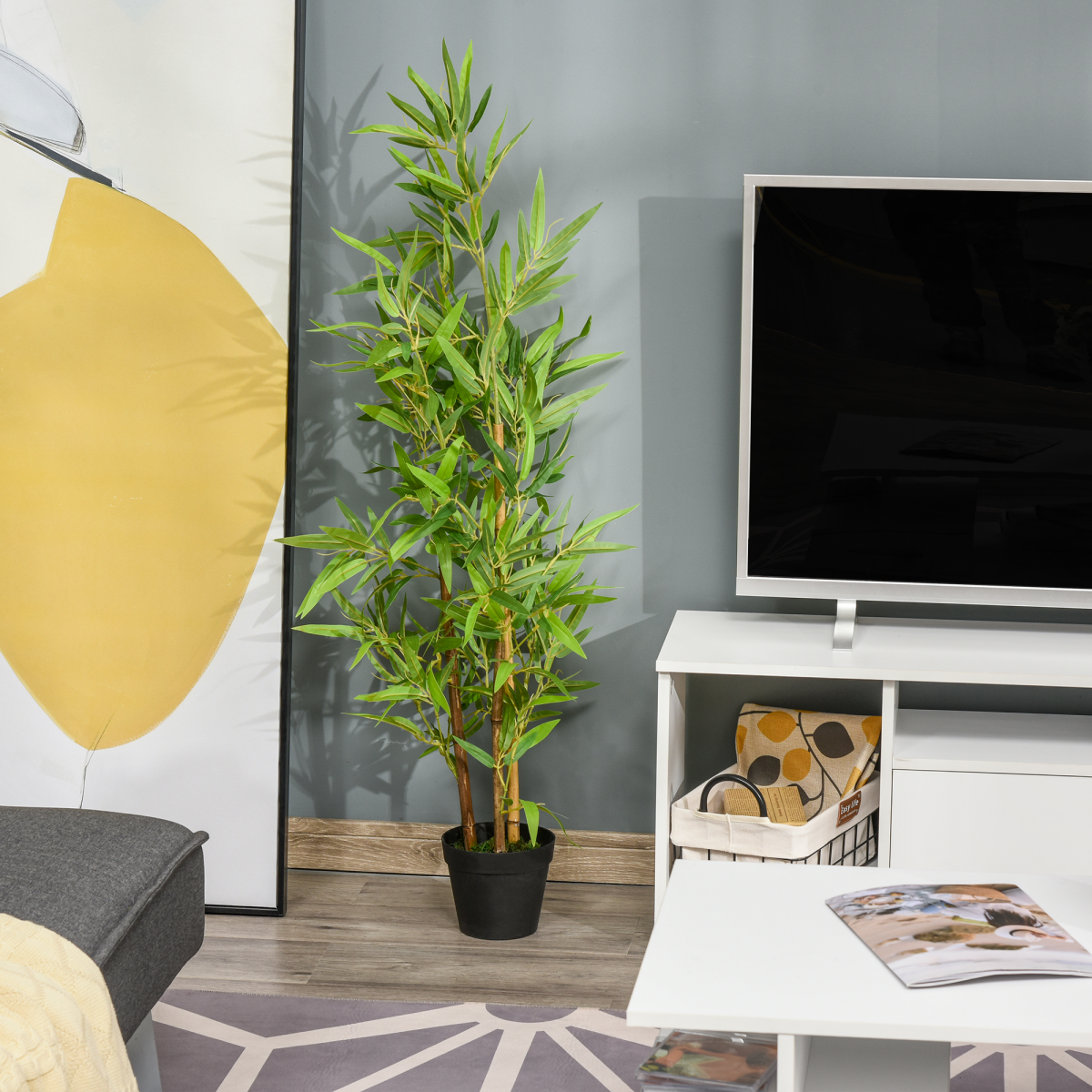 Outsunny Set of 2 Artificial Bamboo Trees Decorative Plant 120cm Indoor/Outdoor