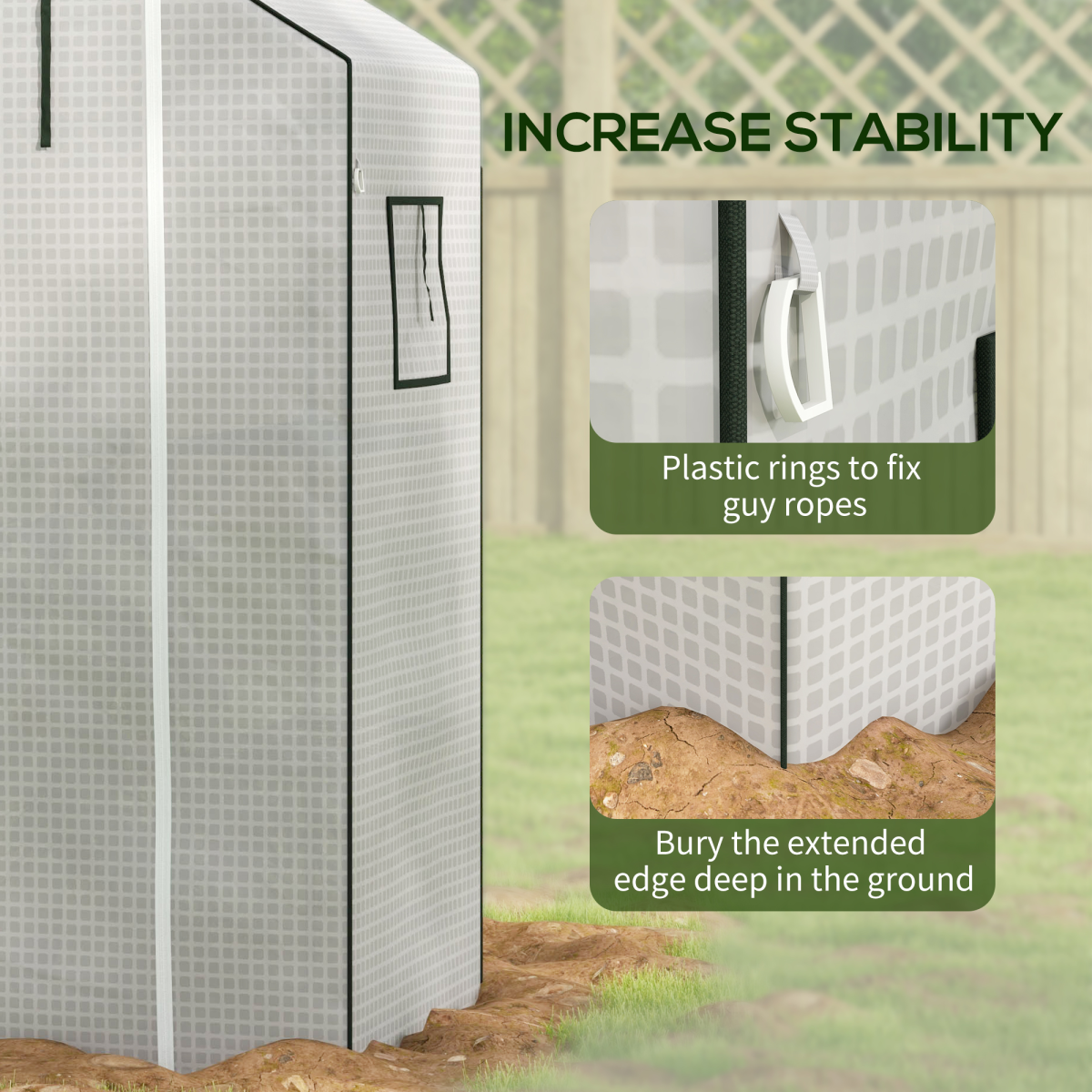 Outsunny PE Greenhouse Cover Replacement with Door and Mesh Windows, White, for SKU 845-511, 845-944V00WT