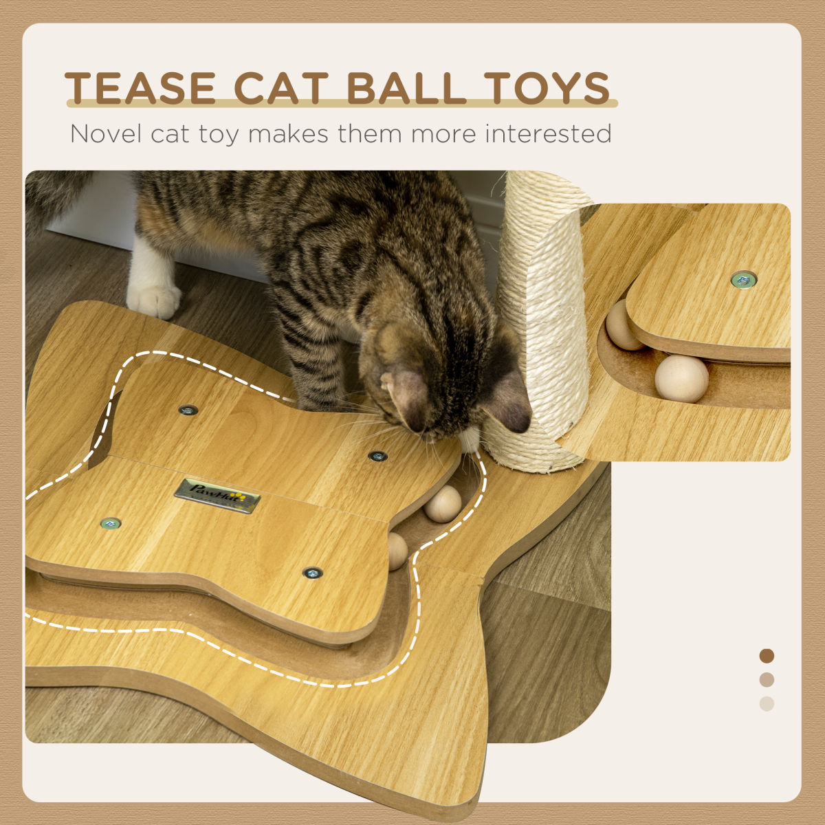 Cat Tree for Indoor Cats with Scratching Posts, Hammock, Toy Ball, Pawhut