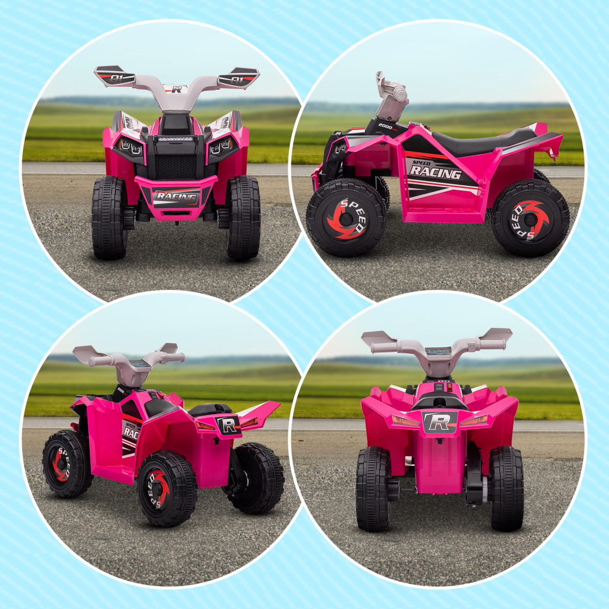 HOMCOM 6V Kids Electric Quad Bike Ride-On ATV, Pink, 18-36 Months