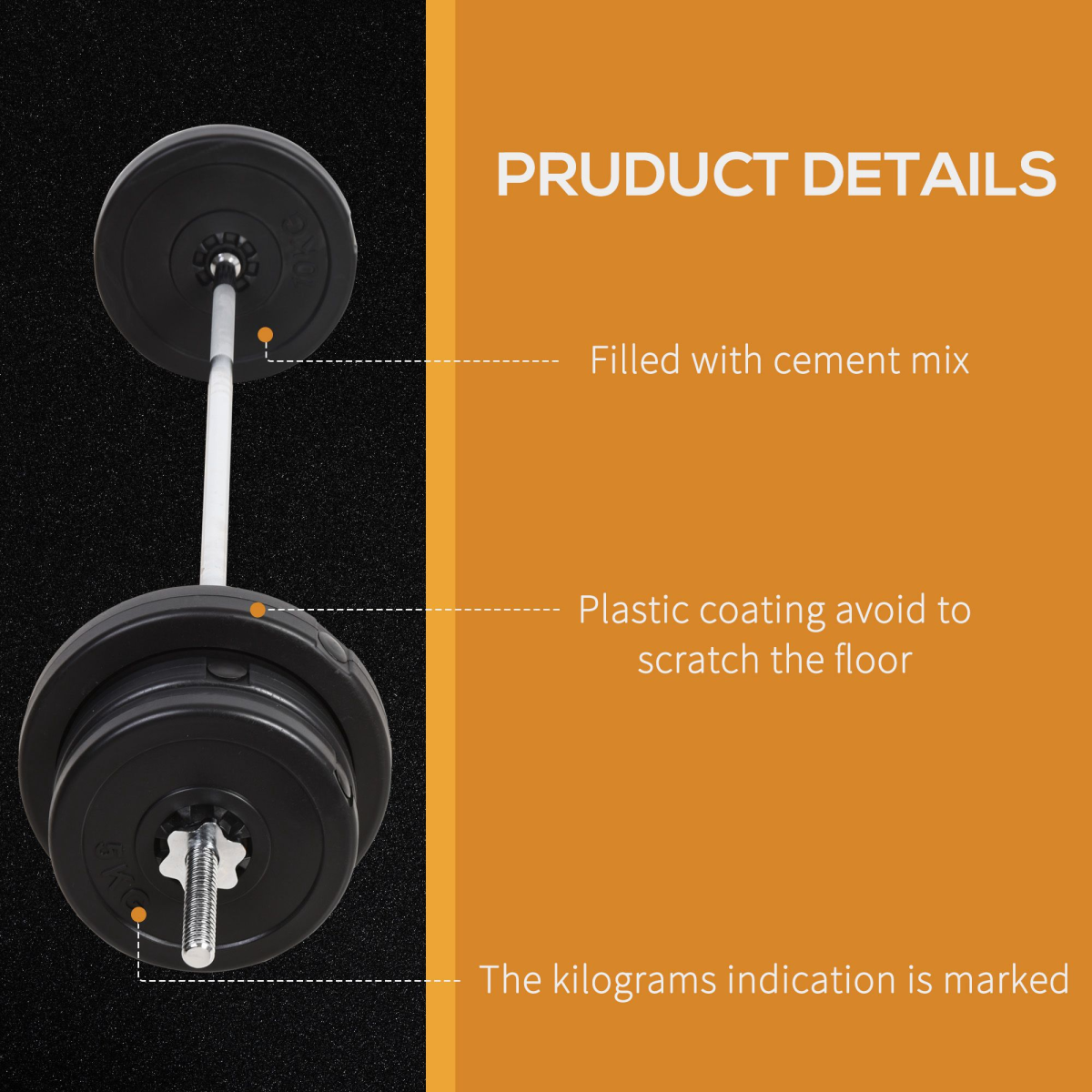 HOMCOM 65kg Adjustable Dumbbell and Barbell Set for Home Gym