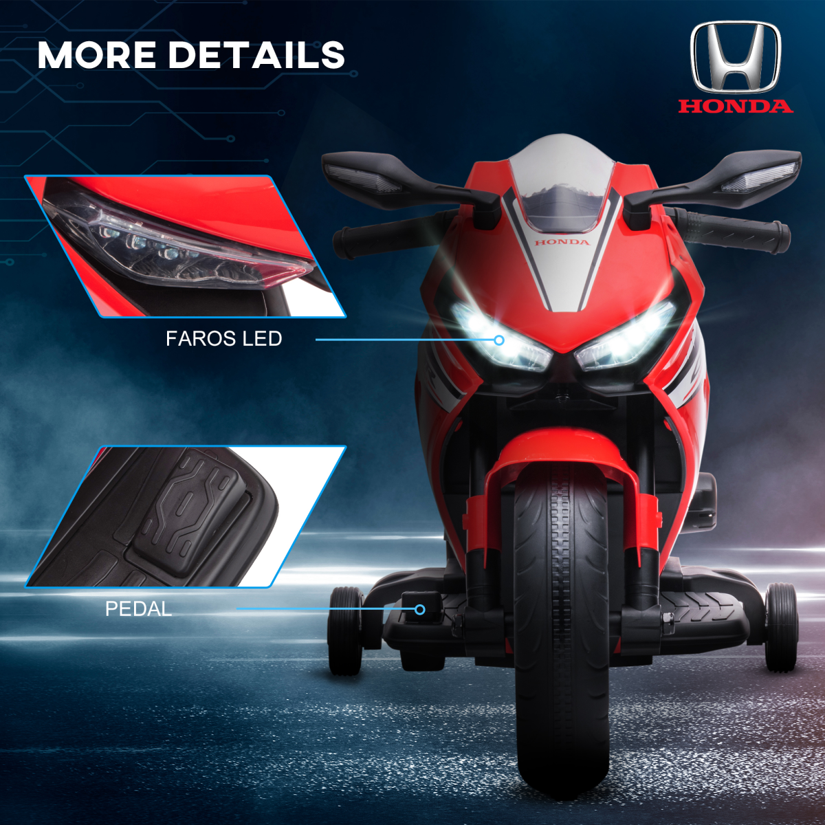 Honda Licensed 6V Kids Electric Motorbike Ride On Bike with Light and Sound for 3-5 Years