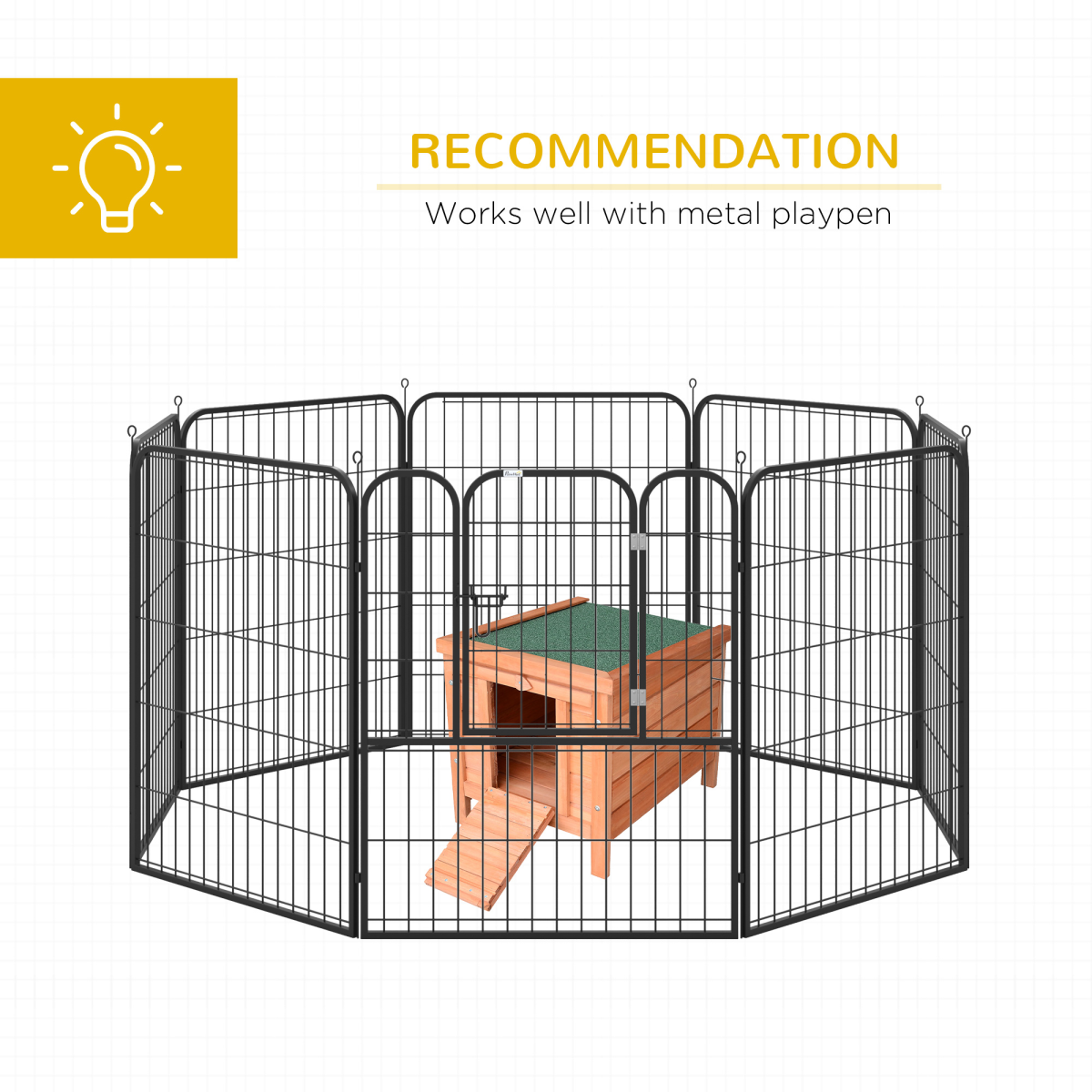 PawHut Wooden Rabbit Hutch with Front Door Ramp, Roof Hatch, Detachable Floor and Heart-Shaped Lock for Small Animals
